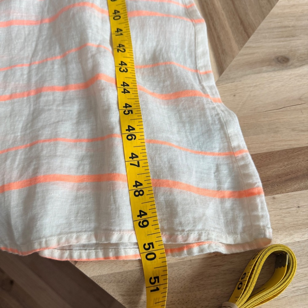 J.Crew Luxury Beach XS Linen Striped Maxi Dress Cream‎ Neon Orange Empire Waist - Picture 5 of 5